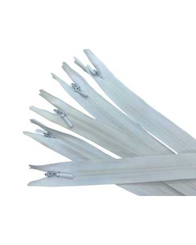 5 unids Cierres Cojillas Invisible Lightning Fettucca Spigata Tela Blanca 20cm
