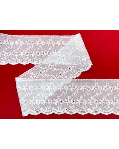 Piazza Pizzo Sangallo White Double Flower Embroidery Rose Scalloped High 7.5cm