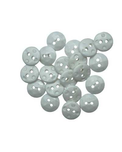 20pcs White Nylon Button 2 Flat Faceted Holes 14 mm