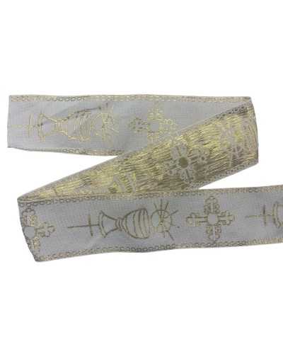 Caisses de transmettes de transmettes Sainte Gallon Broderie Blanc Croderie Croce Croce Gold Lurex High 5cm