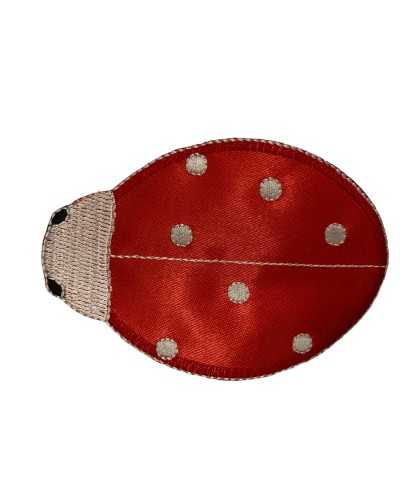Patch de aplicación TeaFood Ladybug rojo satinado Bordado Lunar lunar blanco 95x65 mm