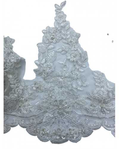 Tillonnières en dentelle de 50 cm de dentelle Rubodè Tulle d'ivoire blanche brodée 30cm