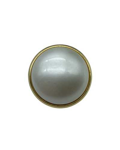 Half pearl bombed button White glossy milk Round shank Gold crown size 40 25-mm