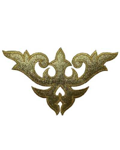 Thermo-adhésif Application Triangle Broderie Ghirigo Gold Glitter Gold Lurex Sacré 16x10 cm