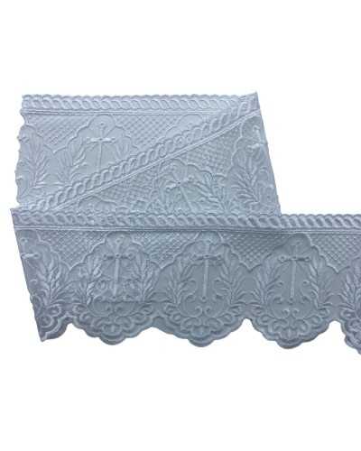 Sacred Lace Trimmings Church Tulle White Embroidery Cross Spiga High 12cm