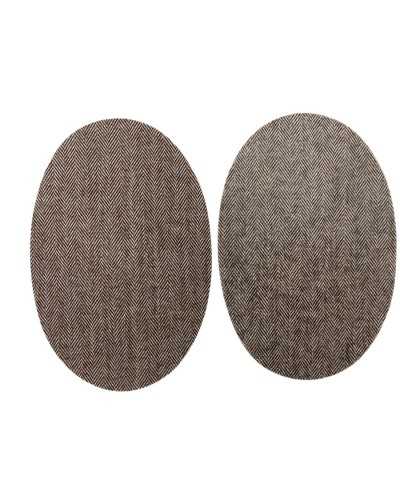 Paar Anwendungs-Patch Thermoadhäsive Patch-Gewebe braune Wolle 14x9 cm