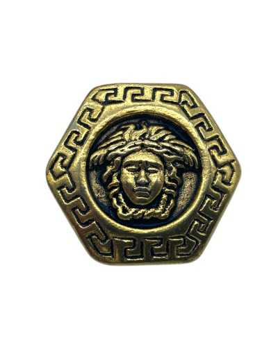 Goldmetallgold Metallknopf Griechisch maßgemäßer Kopf mm 27
