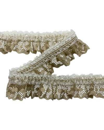 Paizzanie Dentelle Rouche Élastic Polka Dentelle hachée Dentelle de 3,5 cm de crème beige