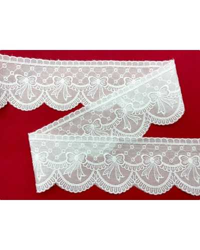 Lace Trimmings Sangallo White Embroidery Fiocco Foccarda scalloped high 8 cm