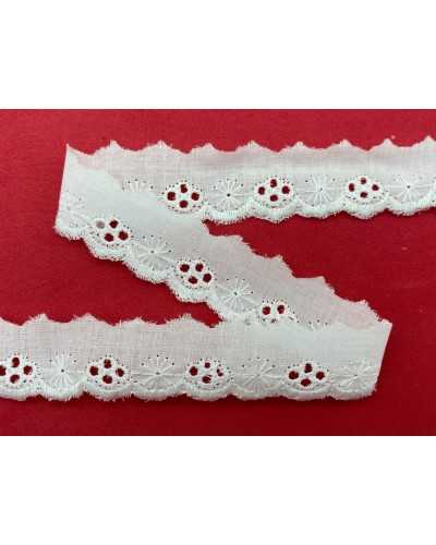 Piazzaneria Spitze Sangallo Pin Spitze überbacken weiß 2,5 cm Baumwolle