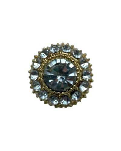 Botón de joya redonda con diamantes de imitación 15 mm Final de oro lineado 24