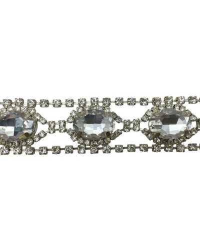 10 cm de garnitures bijoux strass argentée argentée 25 mm