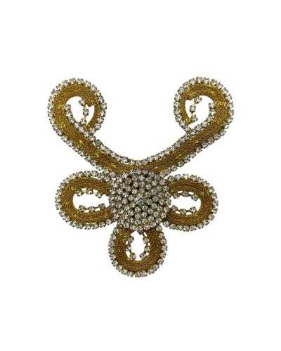 Application Jewel Mode Strass Modèle Fiocco Couleur Or 11x9 cm