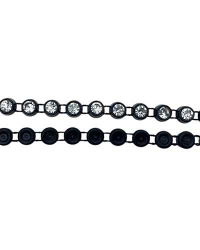 Corteza de joya con rhinestone transparente plástico negro 5 mm