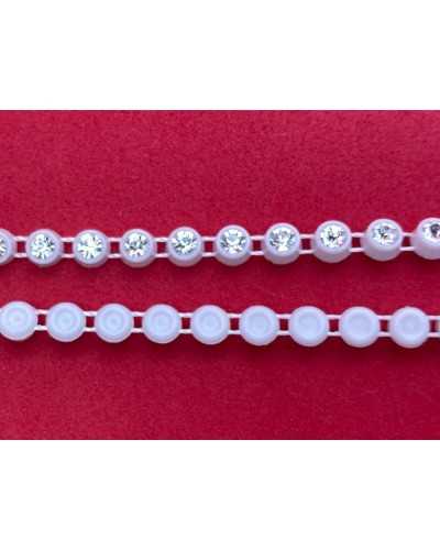 Jewel trimmings with transparent rhinestones white plastic 5 mm