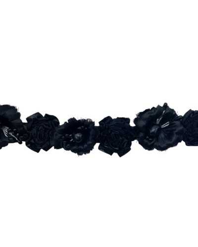 50 cm de garnitures fleurs garniture découpée noir noir 25 mm