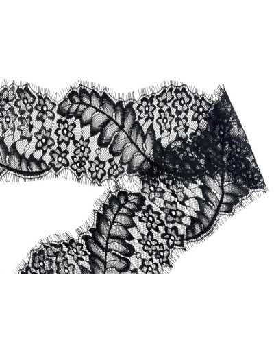 50 cm Spitze-Trimmungen Chantilly French Black Stickerei Furry-Blatt 11 cm