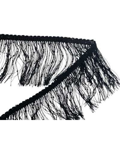 Hilo negro de 20 cm con flecos micro lentejuelas de hilo de 10 cm