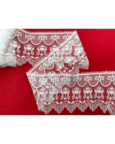 Cordones de encaje sagrado iglesia tul bordillo blanco brillo lurex copa alta 15 cm