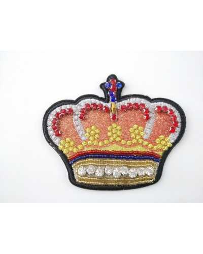 Ecusson couronne brodée thermocollante 9x7 cm