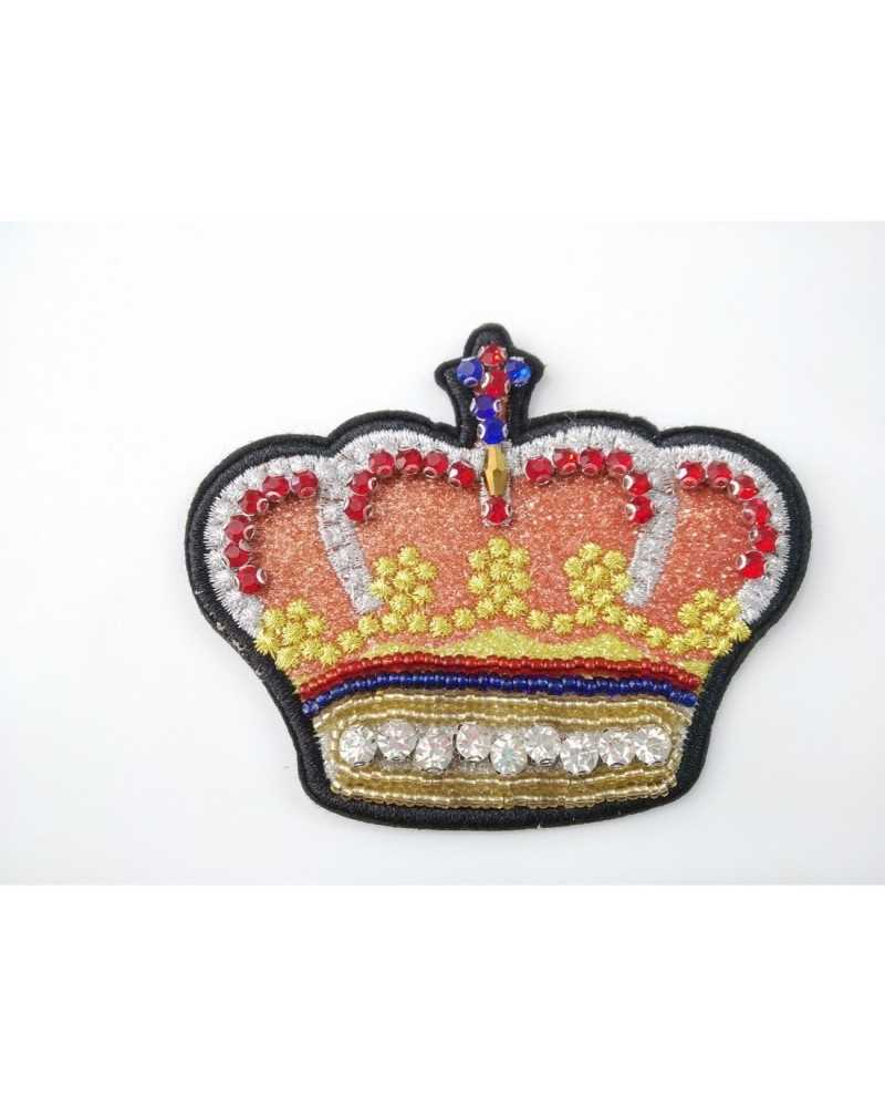 Gestickter Kronenaufnäher zum Aufbügeln, 9 x 7 cm