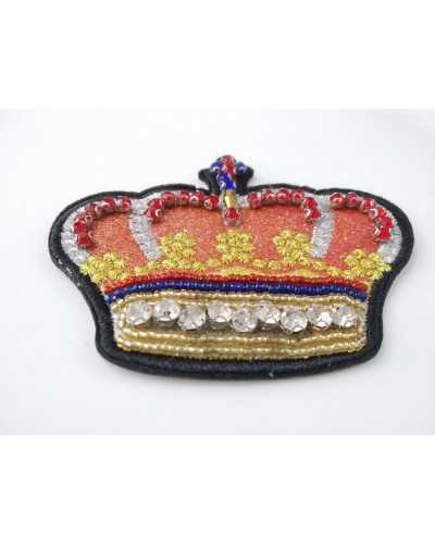 Ecusson couronne brodée thermocollante 9x7 cm