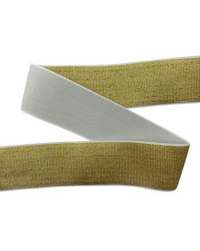 Broches 50 cm Pain élastique blanc ruban d'or blanc lurex hauteur 4 cm
