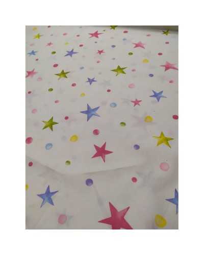 Tissu montgolfière imprimé coordonné 50 cm avec des étoiles de 150 cm de haut