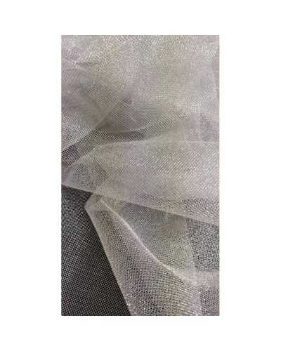 Tissu Tulle Tissage Étroit Argent Lurex 150 cm de haut