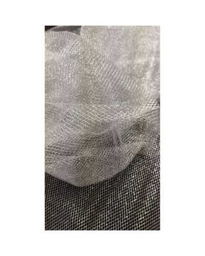 Tissu Tulle Trame Moyenne Argent Lurex 150 cm de haut