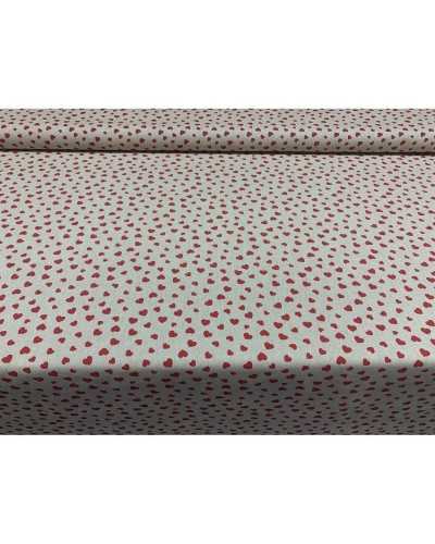 50 cm Panama Fabric Upholstery Printed small hearts shabby red 280 cm high