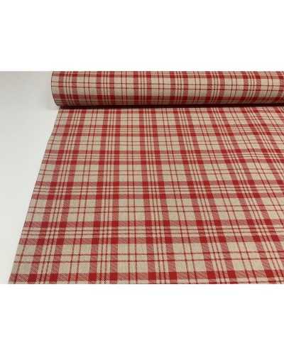 Tissu d'ameublement Panama 50 cm imprimé rouge écossais shabby haut 280 cm