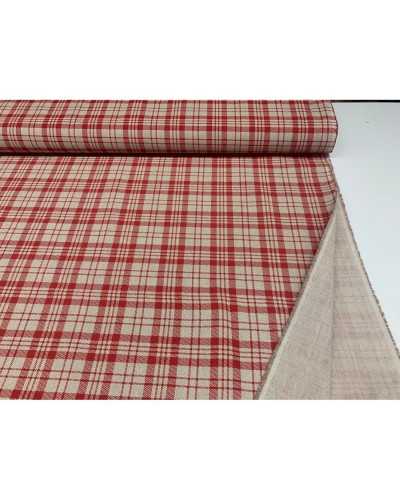 50 cm Panama-Stoff für Polsterung, bedruckt, schottisch, rot, schäbig, Höhe 280 cm