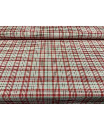 Tissu d'ameublement Panama 50 cm imprimé rouge écossais shabby haut 280 cm