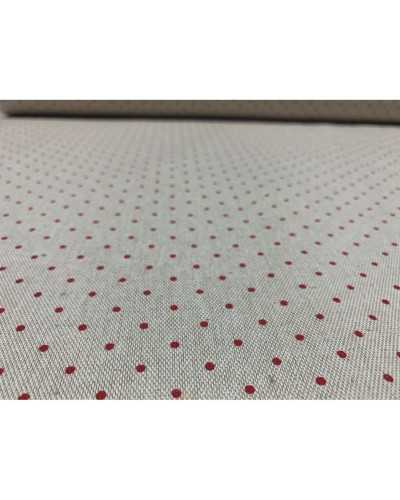 50 cm Panama-Stoffpolsterung. Bedruckte kleine rote Shabby-Tupfen, 280 cm hoch