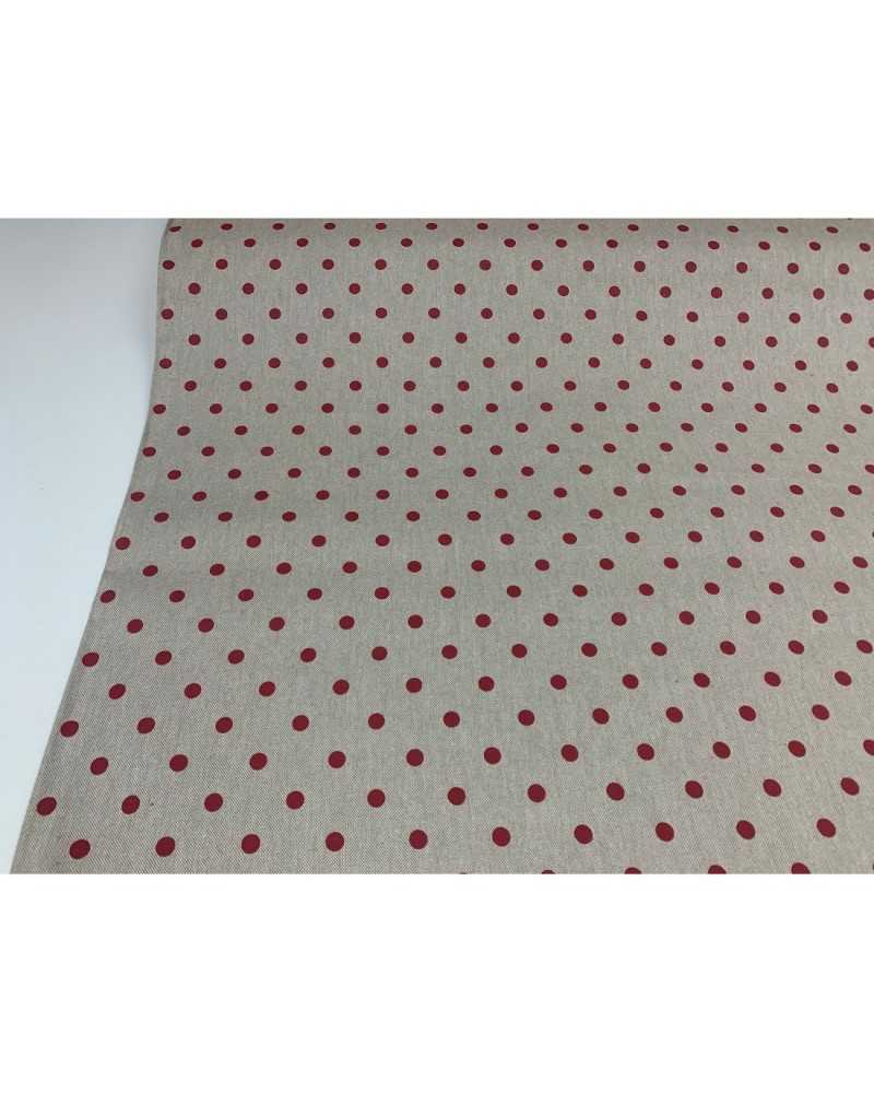 Tapizado en Tela Panamá 50 cm Estampado lunares shabby rojos 280 cm alto