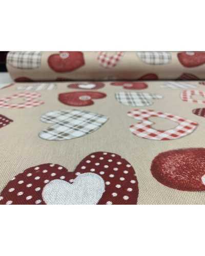 Tissu Panama 50 cm Tapisserie d'ameublement Imprimé Coeurs Pois Rouge écossais shabby haut 280 cm