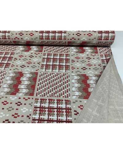 50 cm Tissu Panama Tapisserie d'ameublement Imprimé Petits Coeurs Géométriques Shabby rouge 280 cm de haut