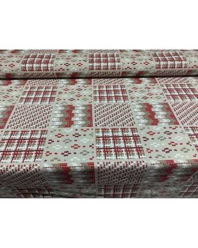 50 cm Panama-Stoff, bedruckt, kleine Herzen, geometrisch, Shabby-Rot, 280 cm hoch