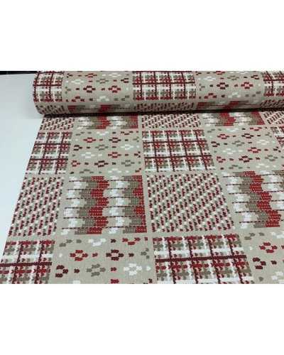 50 cm Panama-Stoff, bedruckt, kleine Herzen, geometrisch, Shabby-Rot, 280 cm hoch