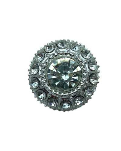 Bouton de jeux rond avec strass 15 mm d'argent d'argent lineee 2 24