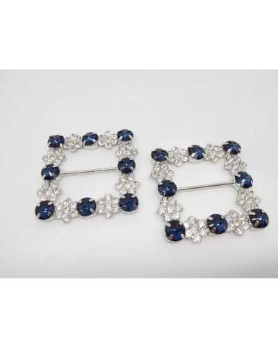 Silver Metal Base Rhinestone Jewel Buckle Mis. 25mm