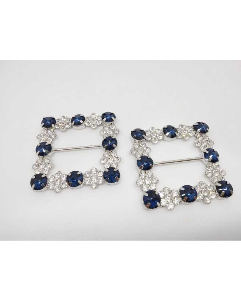 Boucle Bijou Strass Base Métal Argent Mis. 25 millimètres