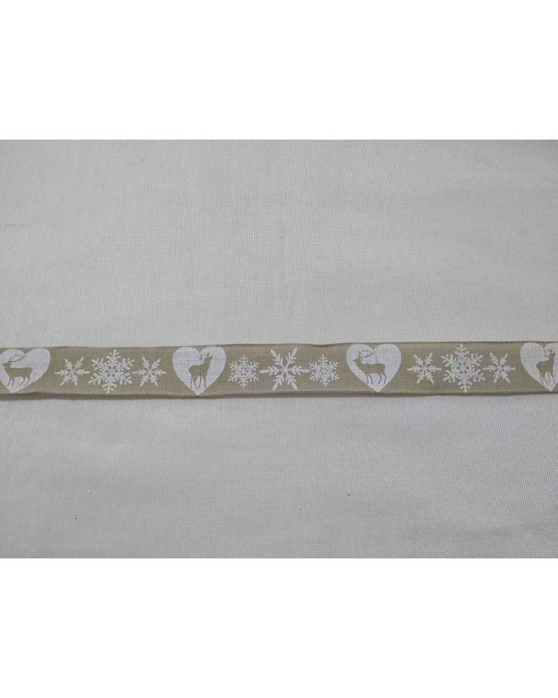 Trimmings Christmas Ribbon Printed Reindeer Hearts Snowflakes High 25 Mm