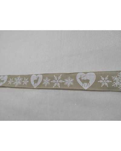 Trimmings Christmas Ribbon Printed Reindeer Hearts Snowflakes High 25 Mm