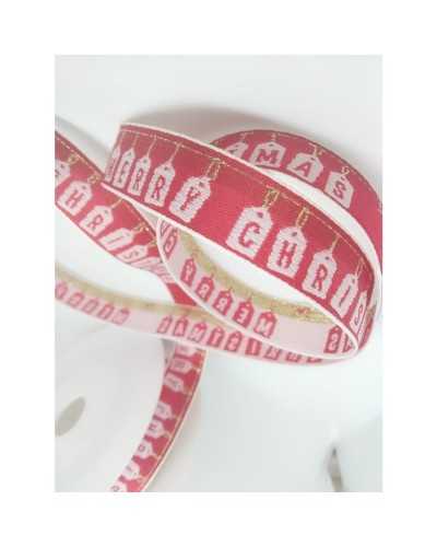 Pasamanería Cinta Navideña Roja escrito Feliz Navidad 20 mm alto
