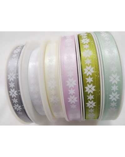 Ruban De Noël Passementerie Satin Étoile Flocon De Neige Glace Haut Mm 10