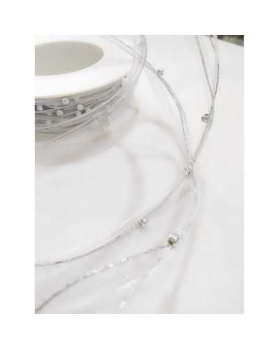 Weihnachtsbandbesatz, silberne Perlenschnur, 5 mm hoch