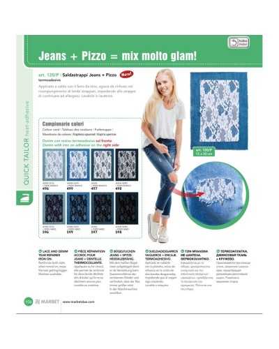 Schwarze Jeans-Riemendichtung + thermoklebende Spitze, cm 15 x 20