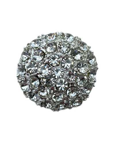 Runde Juwel-Taste mit Rhinestones 27 mm Silber Lineat 44 Metallbasis